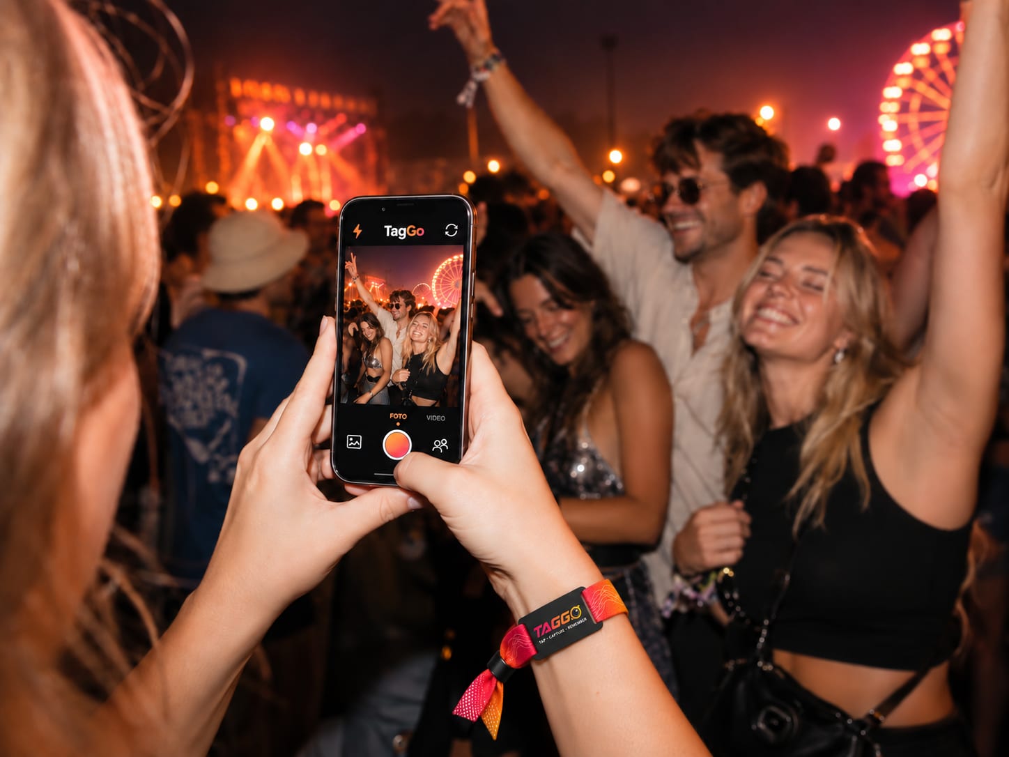 Gasten maken foto’s op de dansvloer.